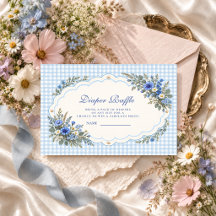 Blue Wildflower Baby Shower Diaper Raffle