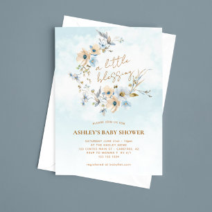 Blue Wildflower Boho Baby Shower Invitation