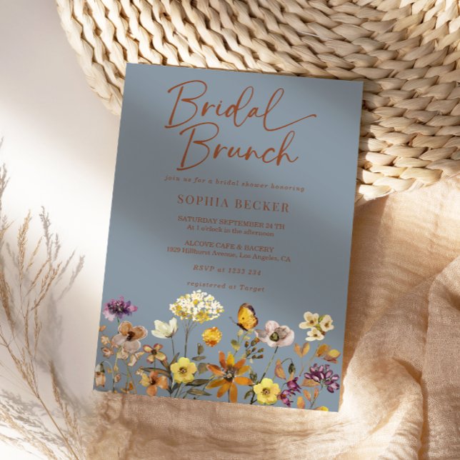 Blue Wildflower Boho  Bridal Shower Invitation (Creator Uploaded)