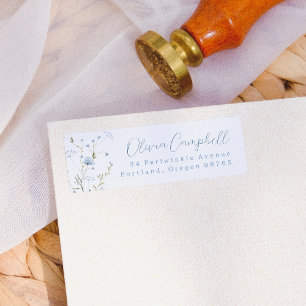 Blue Wildflower Boho Return Address