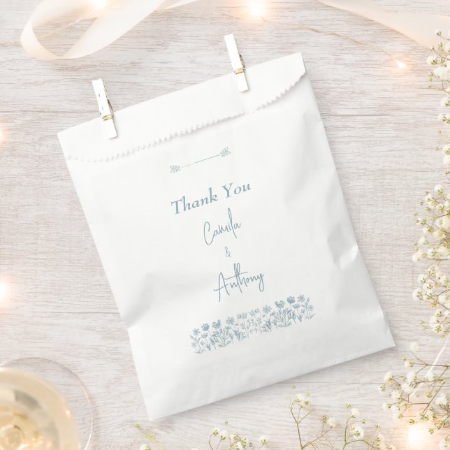 Blue Wildflower Boho Wedding  Favour Bags (Clipped)