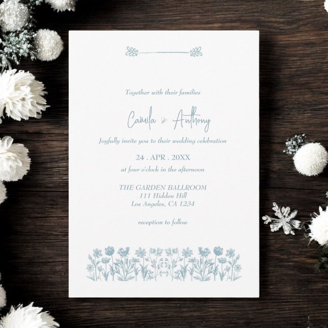 Blue Wildflower Boho Wedding  Invitation (Creator Uploaded)