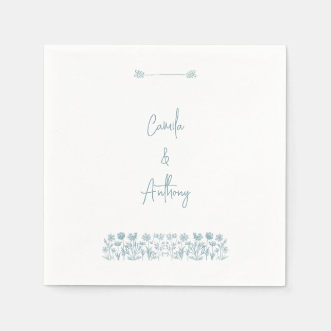 Blue Wildflower Boho Wedding  Napkin (Front)