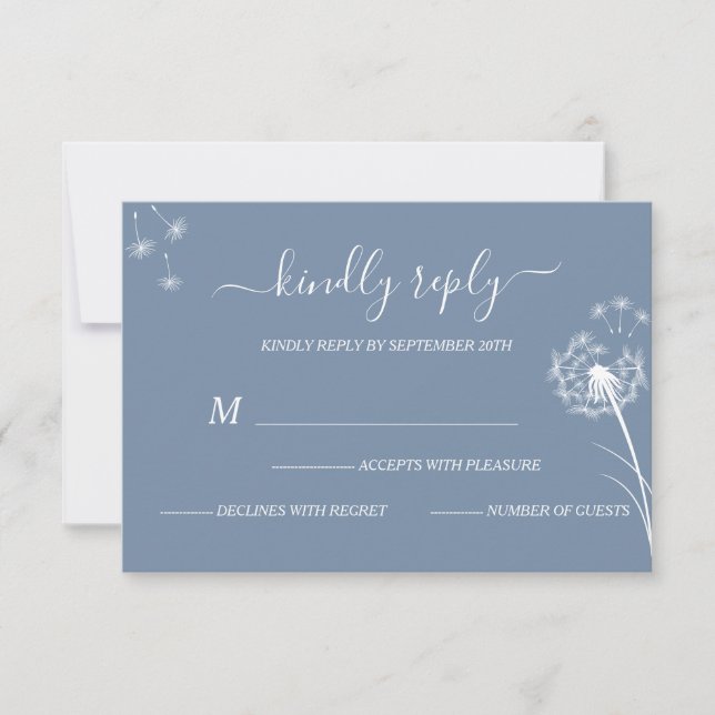 Blue Wildflower Boho Wedding RSVP Card (Front)