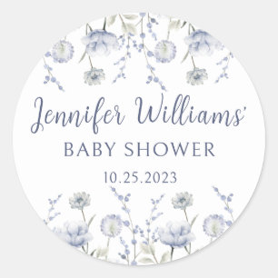 Blue wildflower fall boy baby shower thank you  classic round sticker