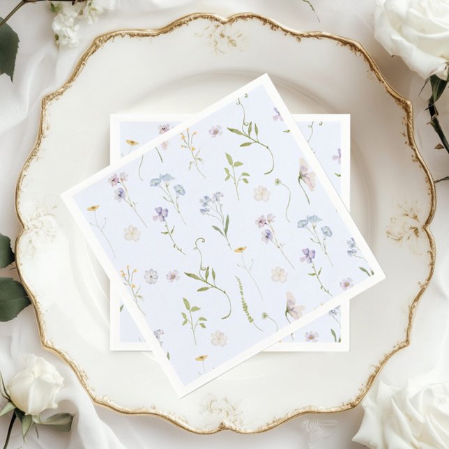 Blue Wildflower Floral elegant Baby Boy shower Napkin (Creator Uploaded)