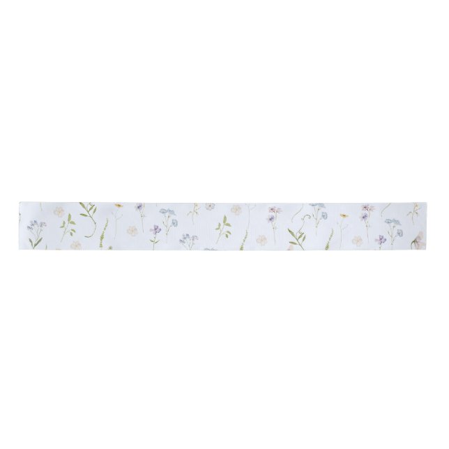 Blue Wildflower Floral elegant Summer Satin Ribbon (Front)