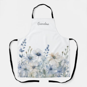 Blue Wildflower Floral Grandma Apron