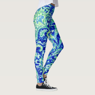 Blue Wildflower Floral Leggings