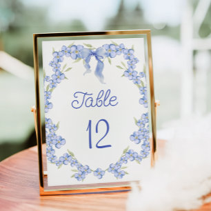 Blue Wildflower Floral Table Number