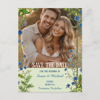 Blue Wildflower | Garden Botanical Announcement Postcard