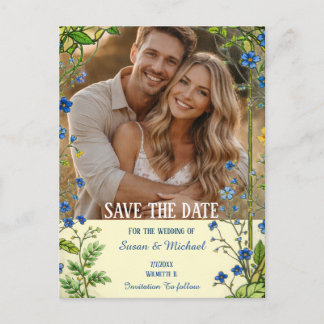 Blue Wildflower | Garden Botanical Announcement Postcard