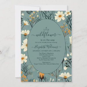 Blue Wildflower Garden Girl Baby Shower  Invitation
