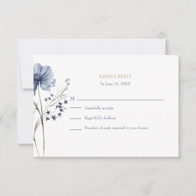 Blue Wildflower Garden RSVP with Botanical Back (Front)