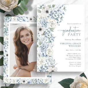 Blue Wildflower Graduation Invitation