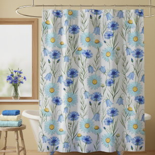 Blue Wildflower Meadow Shower Shower Curtain