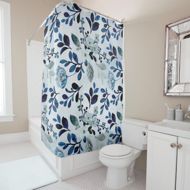 Blue Wildflower Meadows  Shower Curtain (In Situ)