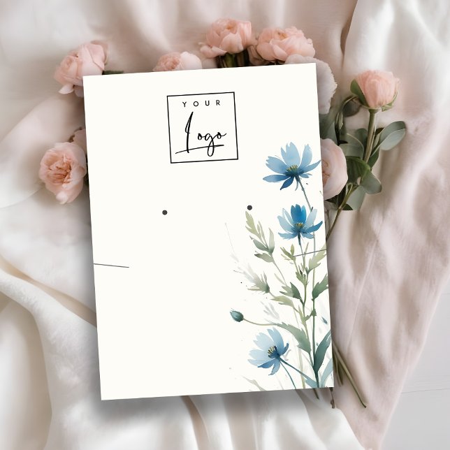 Blue Wildflower Necklace Earring Logo Display Business Card (Creator Uploaded)