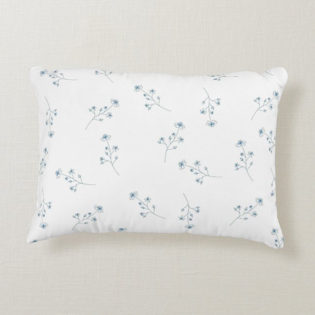 Blue Wildflower Pattern Decorative Cushion (Back)