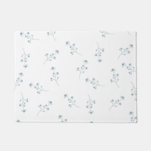 Blue Wildflower Pattern Doormat
