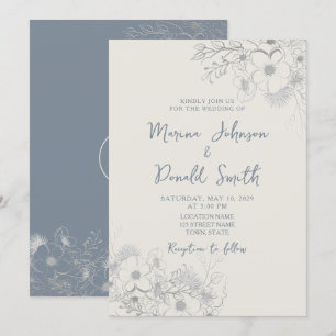 Blue Wildflower Periwinkle Wedding Invitation