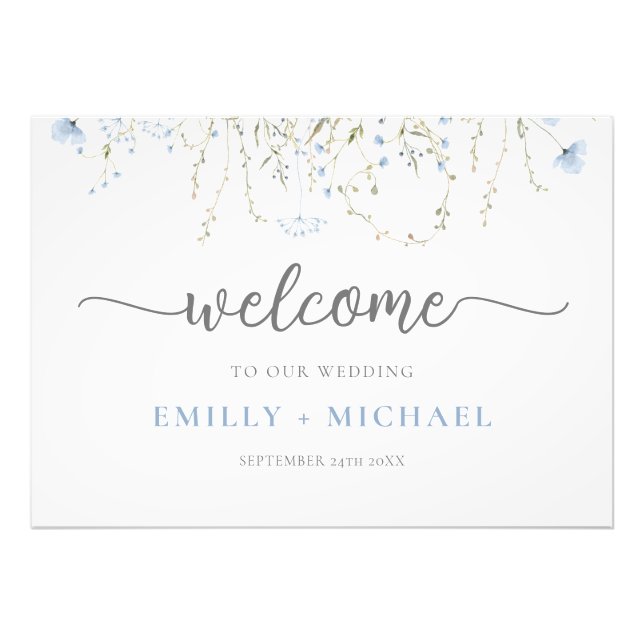 Blue Wildflower Periwinkle Wedding Photo Print (Front)