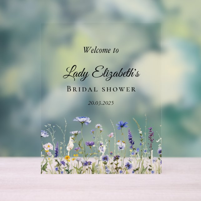 Blue Wildflower Regency Bridal Collection Acrylic Sign (Neutral)