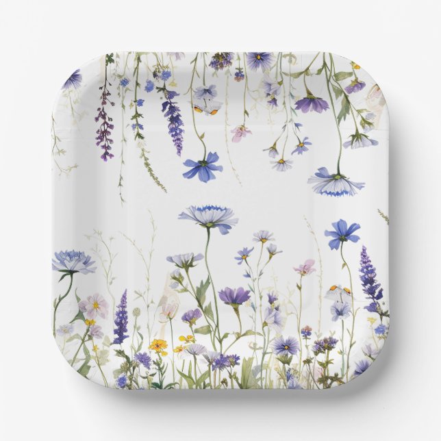 Blue Wildflower Regency Bridal Collection Paper Plate (Front)