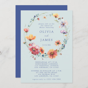 Blue Wildflower Rehearsal Dinner Invitation