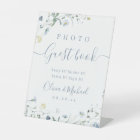 Blue Wildflower rustic Wedding Photo Guest Book