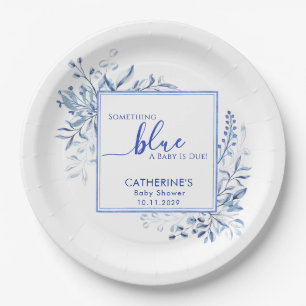 Blue Wildflower Something Blue Baby Shower Paper Plate