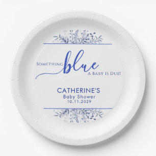 Blue Wildflower Something Blue Baby Shower Paper Plate