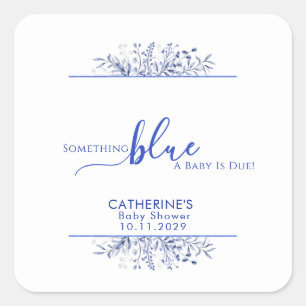 Blue Wildflower Something Blue Baby Shower Square Sticker