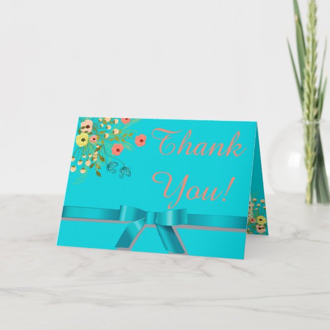 Blue Wildflower Spring Folded Thank You Card (Front)