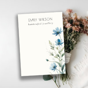 Blue Wildflower Watercolor Blank Jewellery Display Business Card