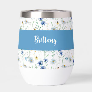 Blue Wildflower Watercolor Monogram Name