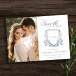 Blue Wildflower Watercolor Monogram Photo Crest Save The Date<br><div class="desc">Pastel Wildflower watercolor Collection- it's an elegant watercolor Illustration of blue aqua watercolor delicate wildflowers with a modern minimal touch. Perfect for your modern floral wedding & parties. It’s very easy to customise,  with your personal details. If you need any other matching product or customisation,  kindly message via Zazzle.</div>