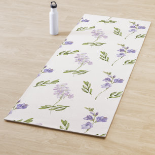 Blue Wildflower Watercolor Yoga Mat