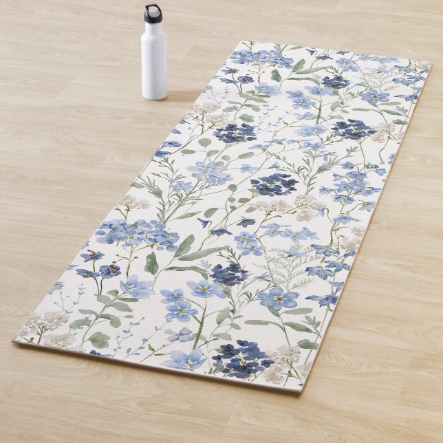 Blue Wildflower Watercolor  Yoga Mat (In Situ)