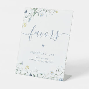 Blue Wildflower Wedding Favours Please Take One  Pedestal Sign