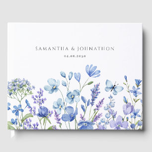 Blue Wildflower Wedding Guest Book