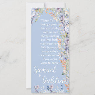 Blue Wildflower Wedding Reception Thank You