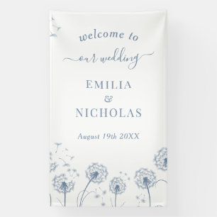 Blue Wildflower Wedding Welcome Signage Banner