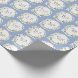 Blue Wildflower Wreath Elegant Botanical  Wrapping Paper