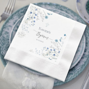 blue wildflowers Baptism Napkin