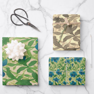 Blue wildflowers flowers vintage ephemera pattern wrapping paper sheet