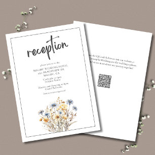 Blue Wildflowers Formal Elegant Wedding Reception Enclosure Card