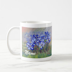 Blue Wildflowers in a Field Fine Art Painting Coffee Mug