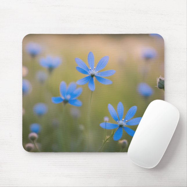Blue Wildflowers in Meadow Mouse Mat (With Mouse)