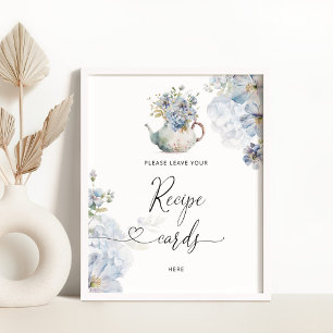 Blue wildflowers leave your recipe card here poster